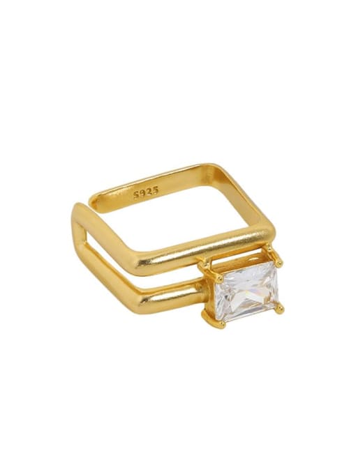 18K gold [13 adjustable] 925 Sterling Silver Cubic Zirconia Geometric Vintage Stackable Ring